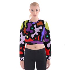 Colorful Abstraction By Moma Women s Cropped Sweatshirt by Valentinaart
