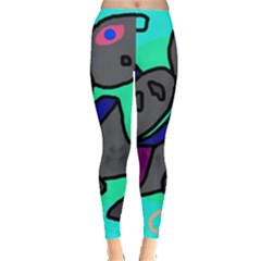 Blue Comic Abstract Leggings  by Valentinaart