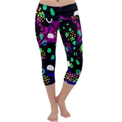 Abstract Colorful Chaos Capri Yoga Leggings by Valentinaart