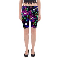 Abstract Colorful Chaos Yoga Cropped Leggings by Valentinaart