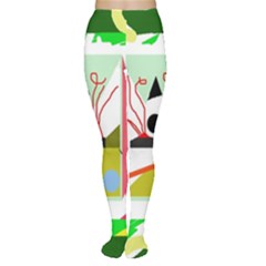 Green Abstract Artwork Women s Tights by Valentinaart