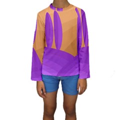 Orange And Purple Landscape Kid s Long Sleeve Swimwear by Valentinaart