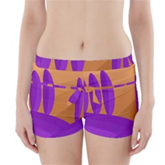 Orange And Purple Landscape Boyleg Bikini Wrap Bottoms by Valentinaart