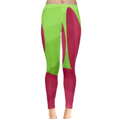 Green And Red Landscape Leggings  by Valentinaart