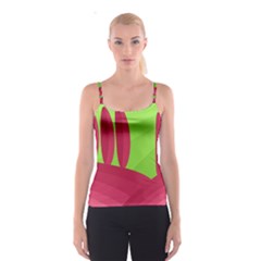 Green And Red Landscape Spaghetti Strap Top by Valentinaart