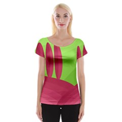 Green And Red Landscape Women s Cap Sleeve Top by Valentinaart