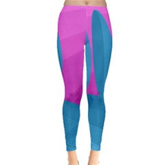 Pink And Blue Landscape Leggings  by Valentinaart