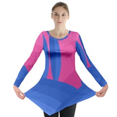 Magenta And Blue Landscape Long Sleeve Tunic  by Valentinaart