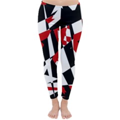 Red, Black And White Chaos Winter Leggings  by Valentinaart