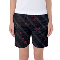 Black And Red Women s Basketball Shorts by Valentinaart