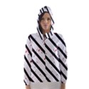 Elegant black, red and white lines Hooded Wind Breaker (Women) View1