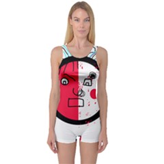 Angry Transparent Face One Piece Boyleg Swimsuit by Valentinaart