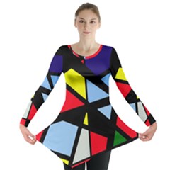 Colorful Geomeric Desing Long Sleeve Tunic  by Valentinaart