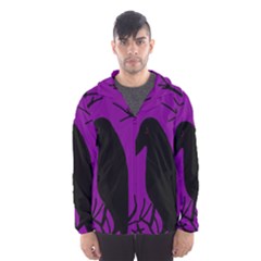 Halloween Raven - Purple Hooded Wind Breaker (men) by Valentinaart