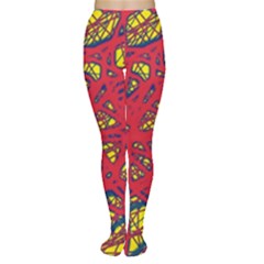 Yellow And Red Neon Design Women s Tights by Valentinaart