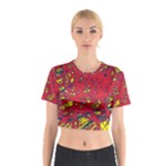 Yellow and red neon design Cotton Crop Top