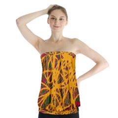 Yellow Neon Chaos Strapless Top by Valentinaart