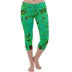 Green Neon Capri Yoga Leggings by Valentinaart