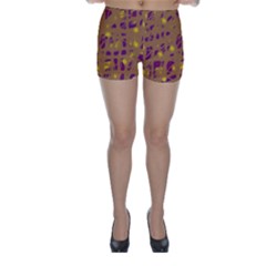 Brown And Purple Skinny Shorts by Valentinaart