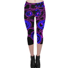 Blue And Magenta Abstraction Capri Leggings  by Valentinaart