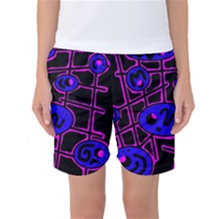 Blue And Magenta Abstraction Women s Basketball Shorts by Valentinaart