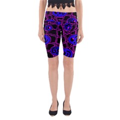 Blue And Magenta Abstraction Yoga Cropped Leggings by Valentinaart