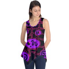 Purple And Red Abstraction Sleeveless Tunic by Valentinaart