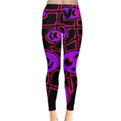 Purple And Red Abstraction Leggings  by Valentinaart