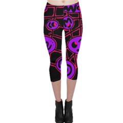Purple And Red Abstraction Capri Leggings  by Valentinaart