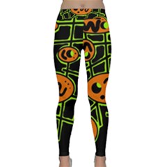 Orange And Green Abstraction Yoga Leggings  by Valentinaart