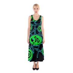 Green And Blue Abstraction Sleeveless Maxi Dress by Valentinaart
