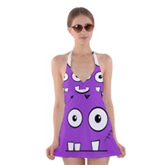 Halloween Frankenstein - Purple Halter Swimsuit Dress by Valentinaart