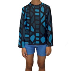 Deep Blue Decor Kid s Long Sleeve Swimwear by Valentinaart