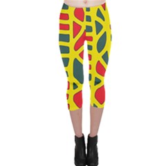 Yellow, Green And Red Decor Capri Leggings  by Valentinaart