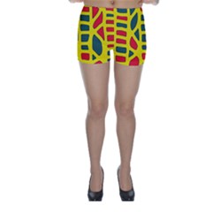 Yellow, Green And Red Decor Skinny Shorts by Valentinaart