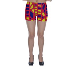 Red, Yellow And Blue Decor Skinny Shorts by Valentinaart