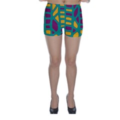 Green, Purple And Yellow Decor Skinny Shorts by Valentinaart