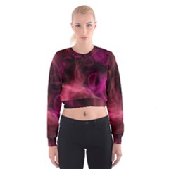 Pink Red Texture                                                                                                Women s Cropped Sweatshirt by LalyLauraFLM