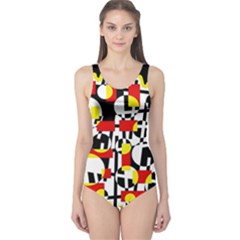Red And Yellow Chaos One Piece Swimsuit by Valentinaart