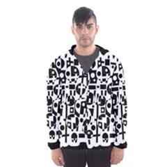 Black And White Abstract Chaos Hooded Wind Breaker (men) by Valentinaart