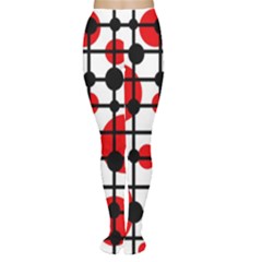 Red Circles Women s Tights by Valentinaart