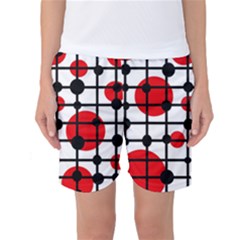 Red Circles Women s Basketball Shorts by Valentinaart