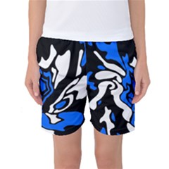 Blue, Black And White Decor Women s Basketball Shorts by Valentinaart