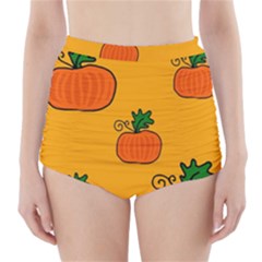 Thanksgiving Pumpkins Pattern High-waisted Bikini Bottoms by Valentinaart