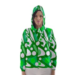 White And Green Decor Hooded Wind Breaker (women) by Valentinaart