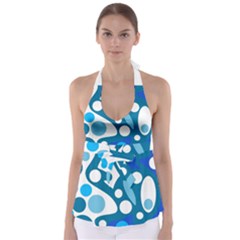 Blue And White Decor Babydoll Tankini Top by Valentinaart