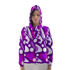 Purple And White Decor Hooded Wind Breaker (women) by Valentinaart