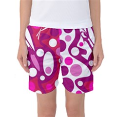 Magenta And White Decor Women s Basketball Shorts by Valentinaart