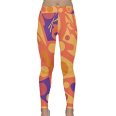 Orange And Blue Decor Yoga Leggings  by Valentinaart