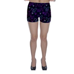 Purple Butterflies Pattern Skinny Shorts by Valentinaart